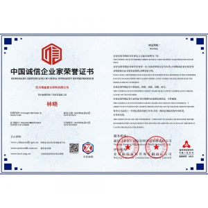 中国诚信企业家荣誉证书